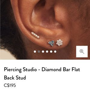 Mejuri Piercing Studio - Diamond Bar Flat Back Stud - 14k Yellow Gold